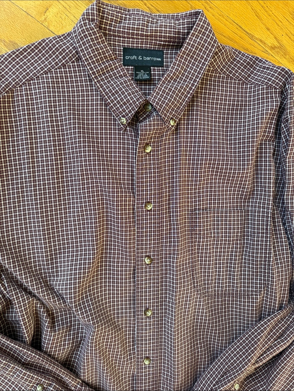 Croft and Barrow Checked Twill Button Down Shirt